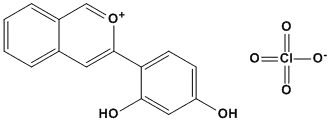 Molecular Structure of 64437-78-1 (2-Benzopyrylium, 3-(2,4-dihydroxyphenyl)-, perchlorate (salt))